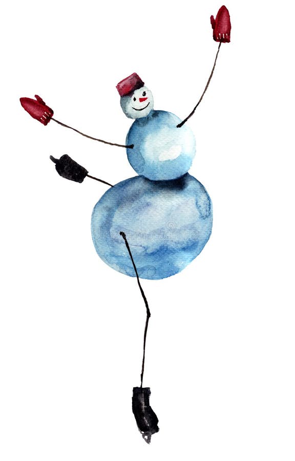 Snowman Ice Skating Cartoon