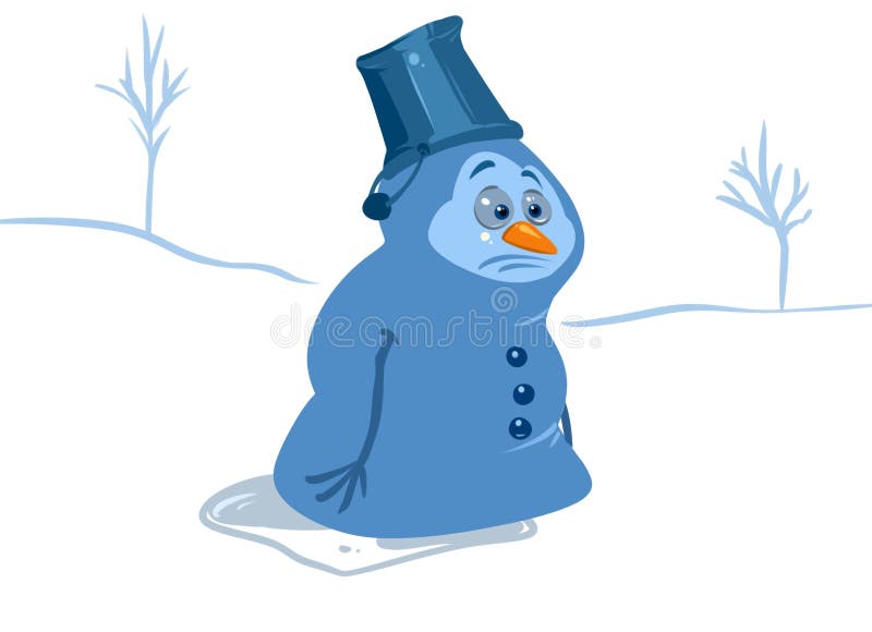 Snowman melted cartoon stock illustration. Illustration of cartoon -  80967938