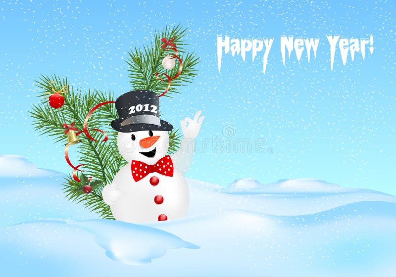 Snowman postcard, cdr vector