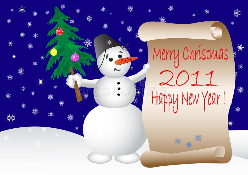 Snowman and scroll. vector illustration. vector illustration Snowman and scroll. vector illustration. vector illustration
