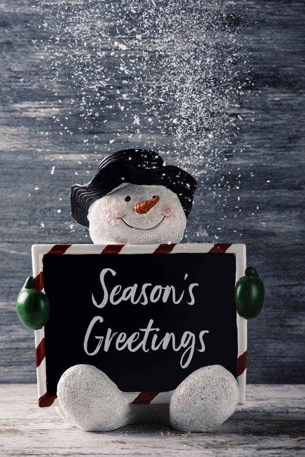 Vintage Wooden Snowman Season's Greetings Sign