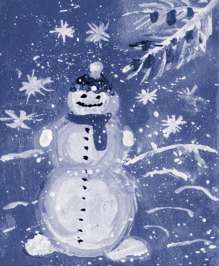 Snowman, watercolor. card royalty free illustration Snowman, watercolor. card royalty free illustration