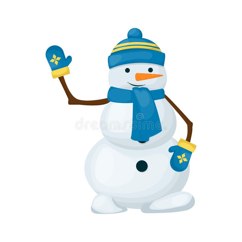 Snowman winter merry christmas character isolated on white background vector illustration. Cute snow man with scarf hat