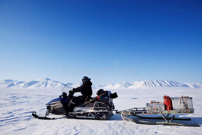 Snowmobile expedition royalty free stock photos