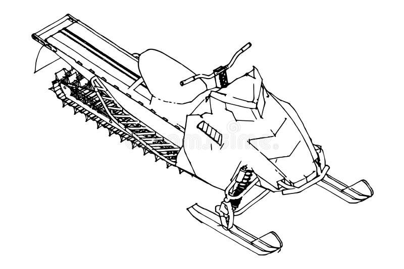 Snowmobile. Vector Illustration in a Hand-made Style. Types of ...