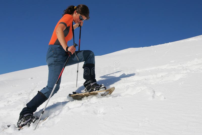 Snowshoe trip stock image. Image of happy, sport, hiking 7128547