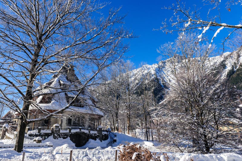 Snowy Chamonix De Mont Blanc on a Christmas Day Editorial Photography