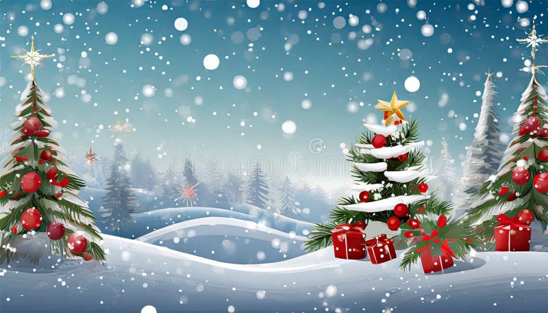 Snowy Christmas - Background Illustration As Vector Stock Image - Image ...