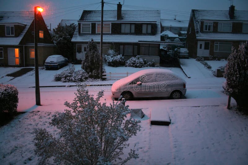 Snowy dawn in suburbia