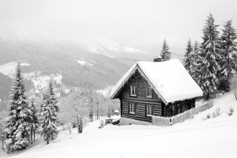 Snowy Mountain Lodge stock image