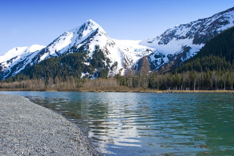 Snowy mountain peaks