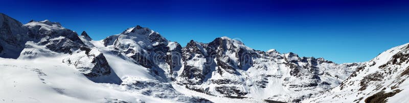 Snowy mountain ridges