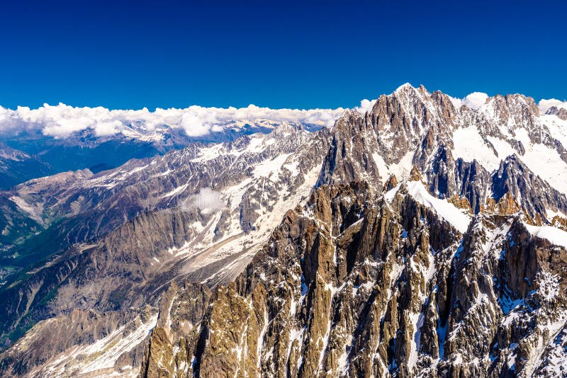 Mont Blanc Range Near Chamonix, Haute-Savoie, French Alps 