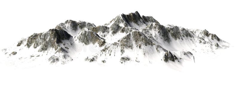 Snowy Mountains - Mountain Peak sisolated on white Background