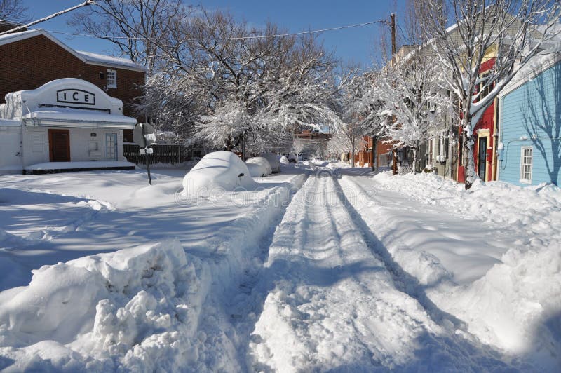Snowy Neighborhood stock images