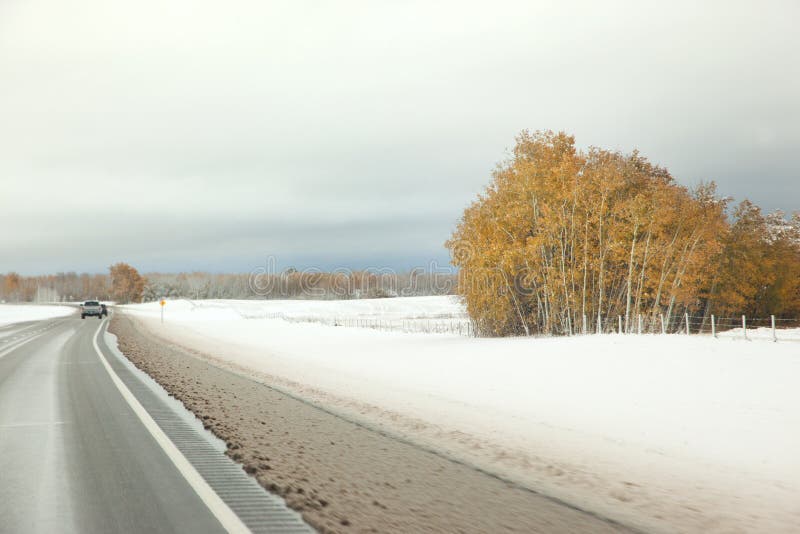 Canadian highway in winter