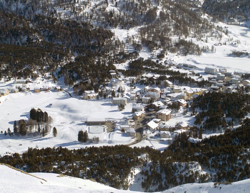 Snowy Swiss village