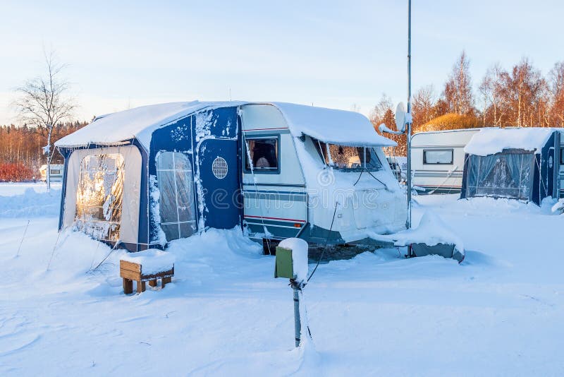 Snowy Winter camping stock photo. Image of campground 79956746