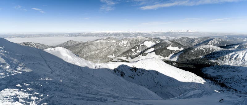 Snowy winter hills in High Tatras mountains, Slovakia