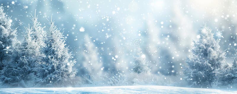 Un fundal de iarnă înzăpezită cu fulgi de zăpadă spumanți și copaci înghețați ideali pentru un royalty free stock photos