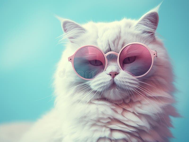 Snygg katt i solglasögon. nära porträtter av furry kitty i modestil. illustration för insida av skyddskort vektor illustrationer