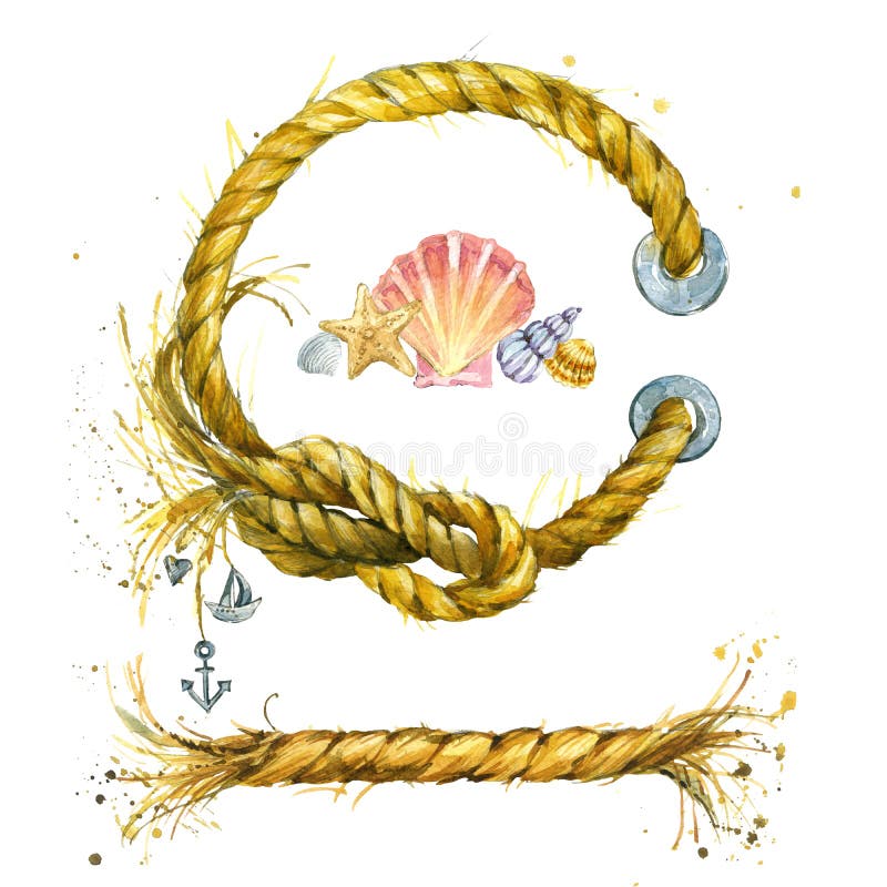 Snäckskal- och skepprep royaltyfri illustrationer Snäckskal- och skepprep royaltyfri illustrationer