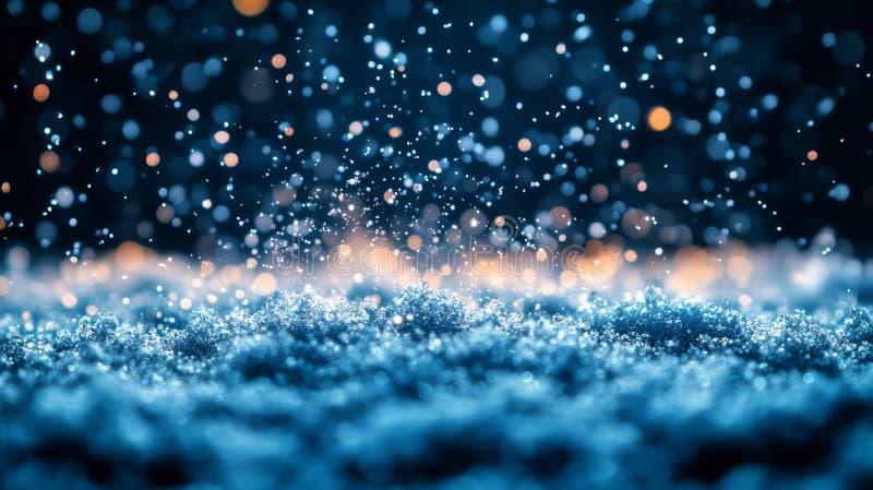 Snöfall med mousserande ljus stock illustrationer