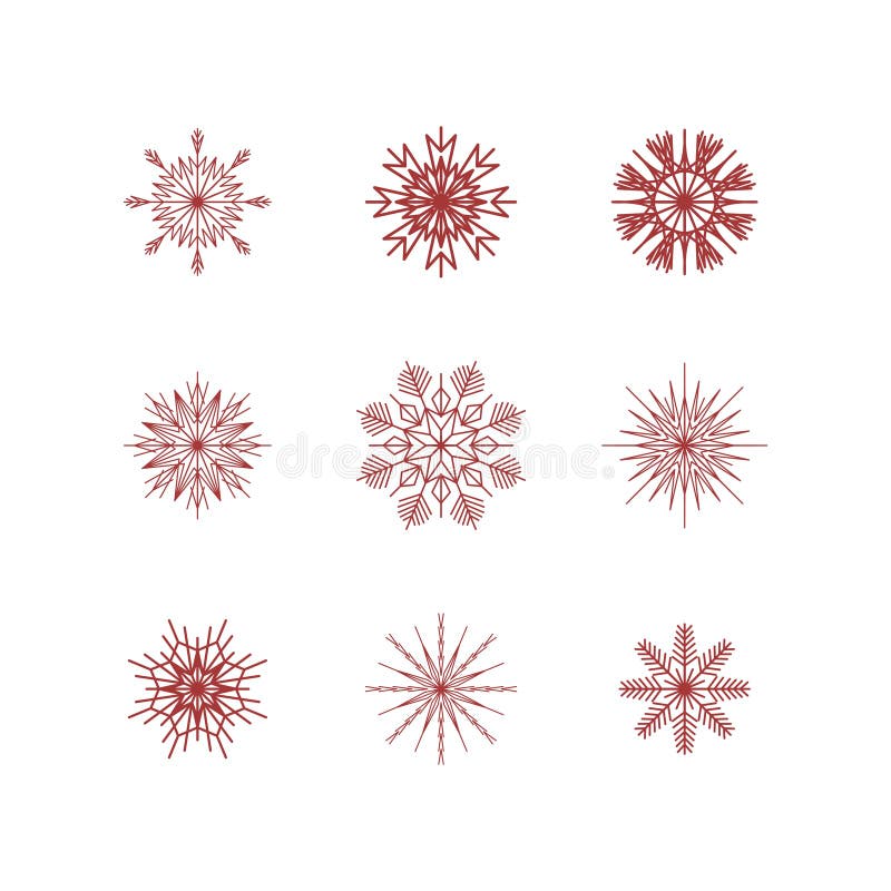 Snöflingor isolerade på vit bakgrund. snö-ikoner, handdragna silhuetter. konstruktionselement för jultoma stock illustrationer