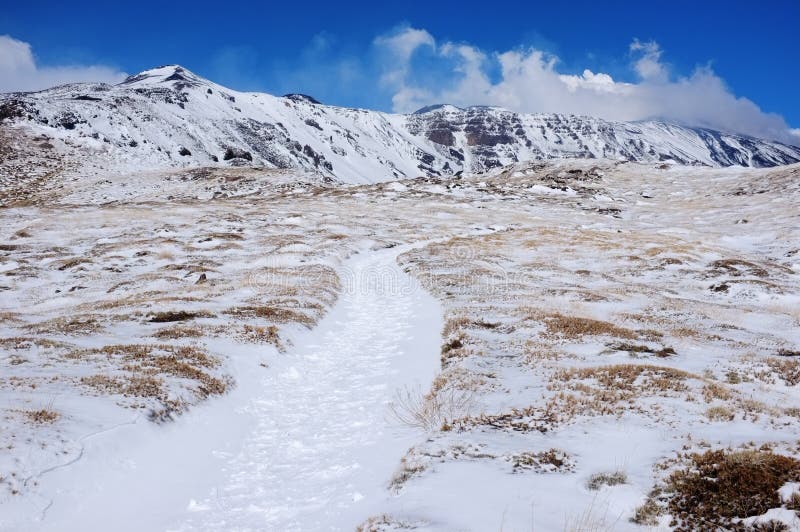 Snöig bana till arkivbilder