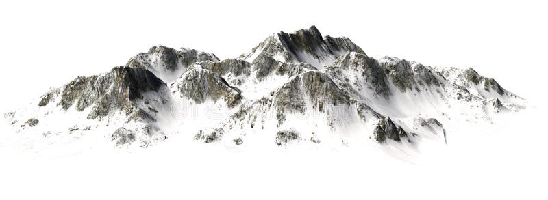Snöig berg - bergmaximumet sisolated på vit bakgrund royaltyfri bild