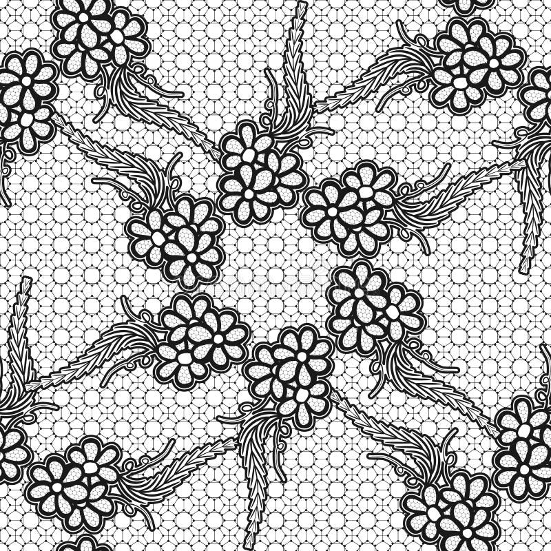 snöra åt seamless svart blom- modell royaltyfri illustrationer snöra åt seamless svart blom- modell royaltyfri illustrationer