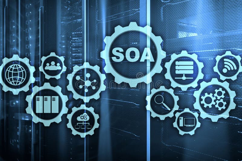 SOA. Business model and Information technology concept for Service Oriented Architecture under principle of service royalty free stock photos