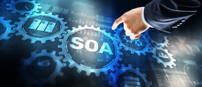 SOA. Service oriented architecture. Business model and Information technology stock photography