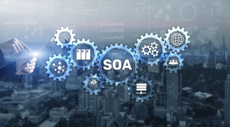 SOA. Service Oriented Architecture under principle of service encapsulation stock image