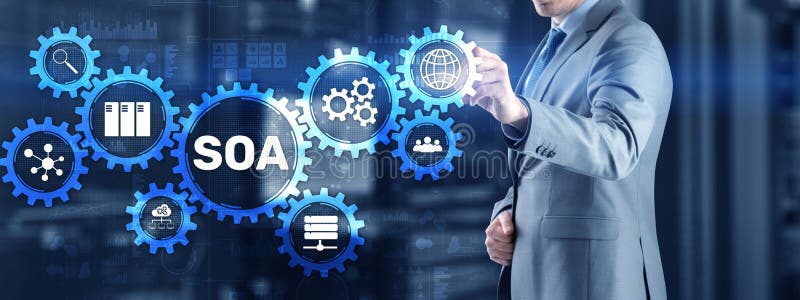 SOA. Service Oriented Architecture under principle of service encapsulation. stock image