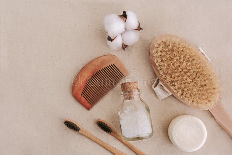 Soap, bamboo toothbrushes, natural brush, cosmetics products and tools. Zero waste and plastic free concept royalty free stock image Soap, bamboo toothbrushes, natural brush, cosmetics products and tools. Zero waste and plastic free concept royalty free stock image