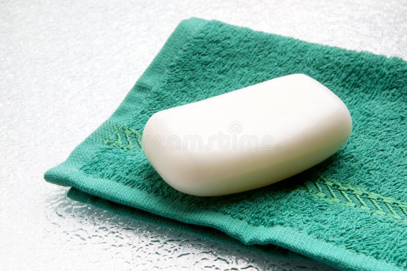 Soap bar on towel