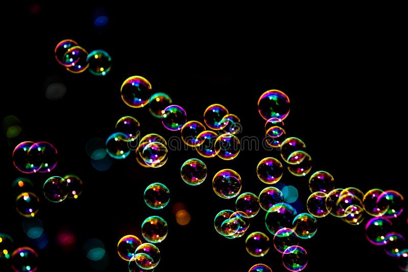 Soap Bubbles from the Bubble Blower in Dark or Black Background. Stock  Photo - Image of beautiful, liquid: 102448552