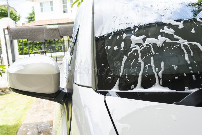 Soap Bubbles on Car Window before Car Wash Stock Image Image of clear
