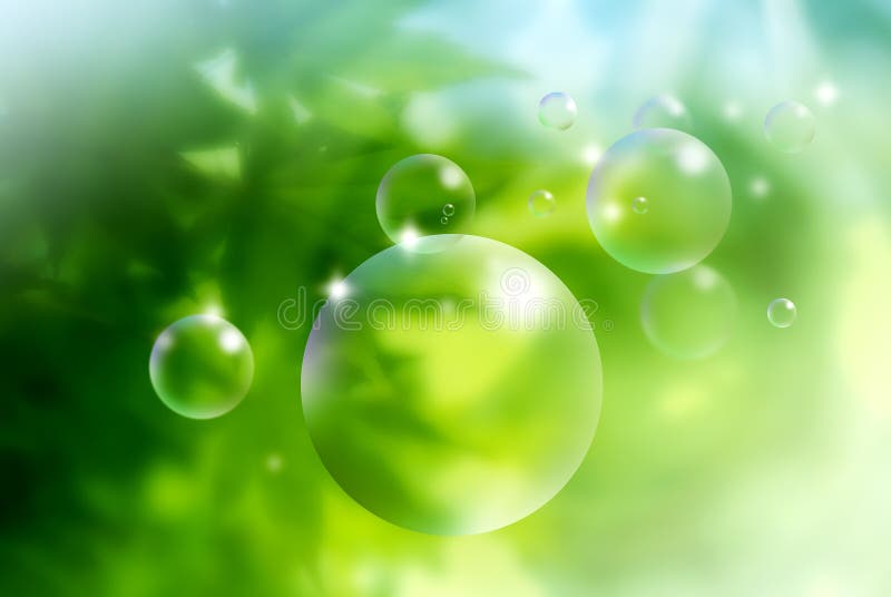 Soap bubbles on green background stock photos