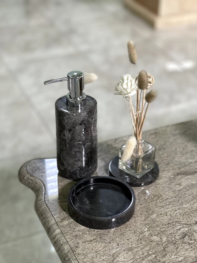 The Soap Holder a Bathroom Set Made of Marble. Stock Image