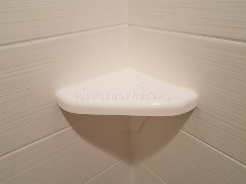 White Ceramic Corner Shower Shelf for Soap & Shampoo