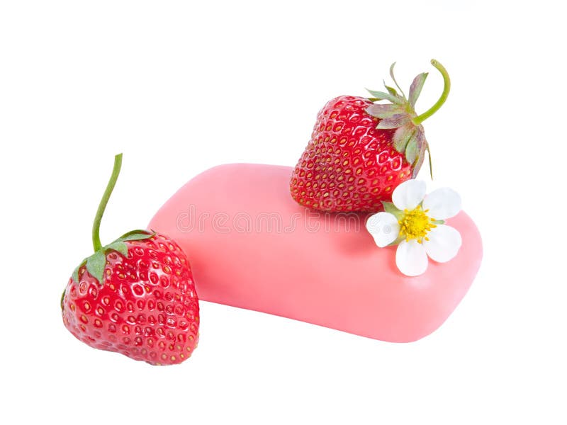 Soap with two strawberry and flower