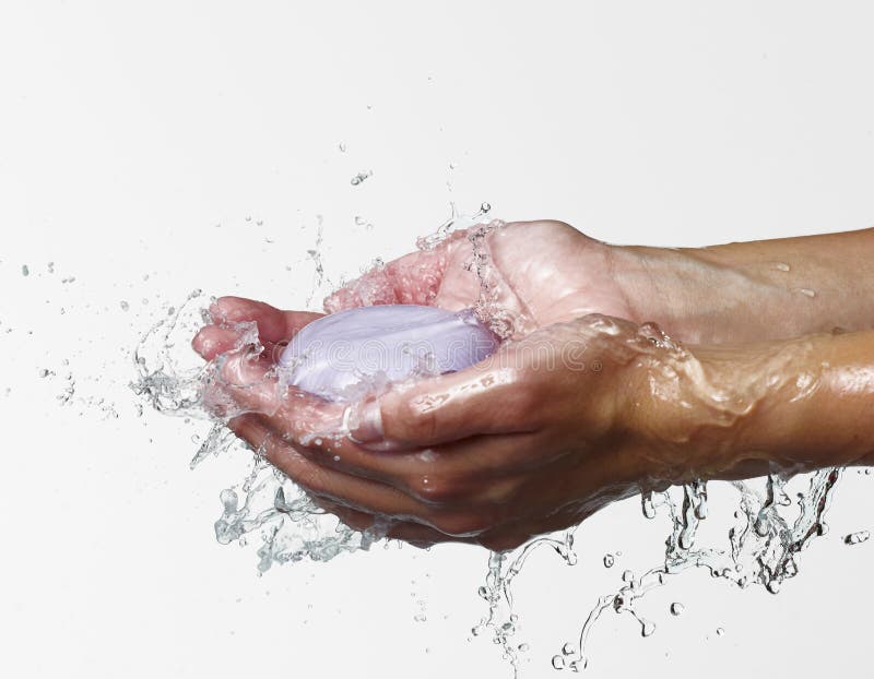 A soap washing woman hands