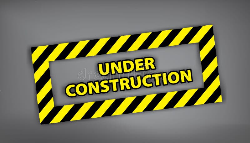 Sob o sinal da construção no fundo cinzento Ilustração do vetor para o Web site Sob o selo da construção com a listra preta e ama ilustração do vetor Sob o sinal da construção no fundo cinzento Ilustração do vetor para o Web site Sob o selo da construção com a listra preta e ama ilustração do vetor