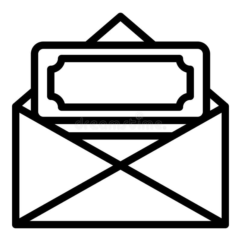 Sobre con el icono de las donaciones, estilo del esquema. Sobre con el icono de las donaciones Sobre del esquema con el icono del vector de las donaciones para el diseño web aislado en el fondo blanco