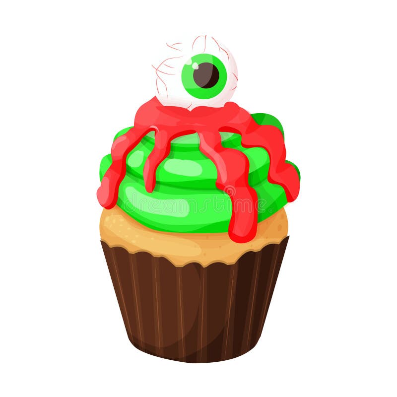 Sobremesa De Monstro Sanduíche De Cupcake Com Olho Assustador Na Geleia De  Sangue Em Estilo Cartoon Isolado Em Fundo Branco. Ilustração do Vetor -  Ilustração de truque, osso: 257548119