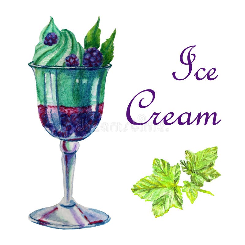 Sobremesa do gelado da ilustra??o do alimento da aquarela ilustração do vetor Sobremesa do gelado da ilustra??o do alimento da aquarela ilustração do vetor
