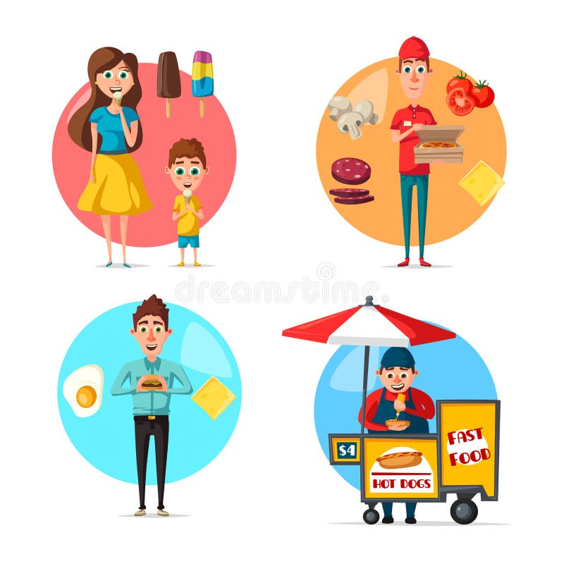 Sobremesas do alimento da rua do vetor ou bebida lisa do fastfood ilustração royalty free Sobremesas do alimento da rua do vetor ou bebida lisa do fastfood ilustração royalty free