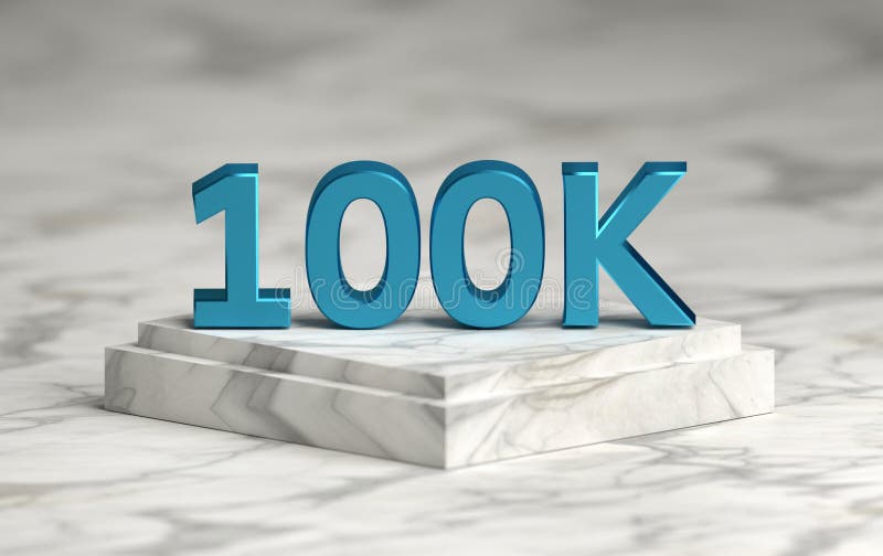 Socail media number 100K likes followers on podium vector illustration Socail media number 100K likes followers on podium vector illustration